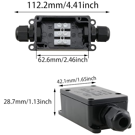 IP65 Waterproof Junction Box DGZZI 2PCS Waterproof Outdoor External 2 Way Electrical Junction Box Underground Cable Line Wires Power Cord Connector Protection