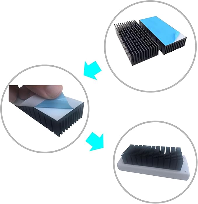Easycargo 2pcs 40mm Heatsink Kit 100mmx40mmx20mm + 3M8810 Thermal Conductive Adhesive Tape, Cooling Aluminium Heat Sink