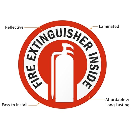 SmartSign Fire Extinguisher Inside Stickers | 2.75" x 2.75" Engineer Grade Reflective Labels with Aggressive Adhesive, Pack of 6