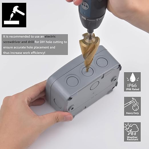 Nineleaf Waterproof Electrical Box IP66, Plastic Junction Box 7.1"x4.5"x4" (181x111x100mm), Outdoor Weatherproof Project Enclosure, Grey, Fits M20 Cable Gland,10PK