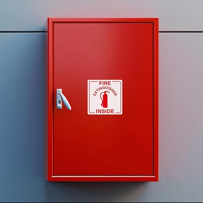 Fire Extinguisher Inside Sticker 200 PCS Self Adhesive 3 Inch Waterproof Vinyl Roll Sticker Fire Cabinet Decal for Truck Business Equipment Warehouse