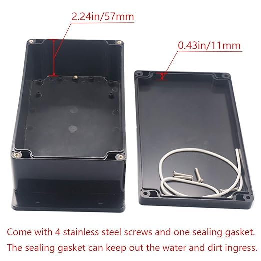Junction Box IP65 Waterproof ABS Plastic Electrical Project Case Power Junction Boxes, Project Box with Fixed Ear Black 7.87 x4.72 x2.95 inch (200x120x75 mm)