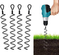 Mytee Products 4 Pack 18 inches Spiral Shed Anchor Kit w/Removable Eye Bolt - Steel Black Earth Auger Tent Stakes Heavy Duty Ground Screw Anchor for Securing Tents, Canopies, Tarps, Swing Sets