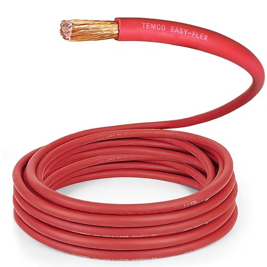 TEMCo 1/0 Gauge AWG 1000 Ft Red Flexible Pure Copper Made in USA Welding Cable Battery Wire - Heavy Duty Solar, Inverter, Car, RV, Truck