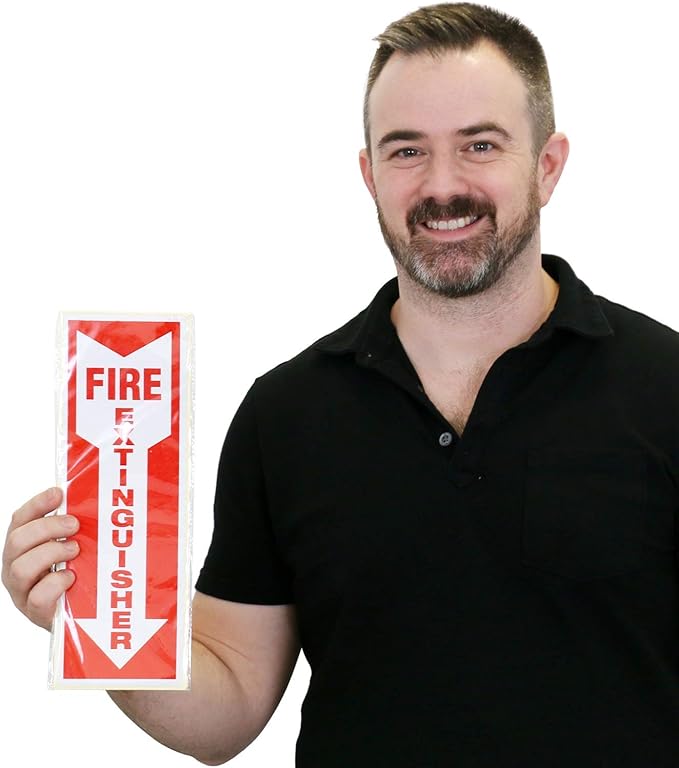 SmartSign Reflective Fire Extinguisher Sticker Sign Labels with Down Arrow (PACK of 3) 4" x 12" Vertical Sign for Business, Home, Engineer Grade Reflective Stickers/Decals