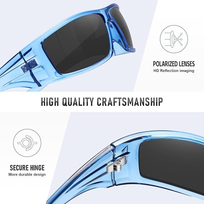 Polarized Sports Sunglasses for Men Women Unbreakable Frame Cycling Fishing Wrap Around Sunglasses UV400 Protection