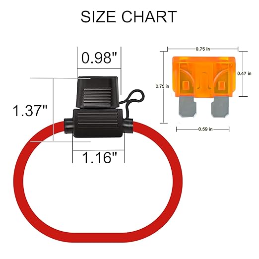 MuHize 12AWG Inline Fuse Holder - Premium Waterproof Automotive Blade Fuse Holder with 5A Standard Fuses ATC/ATO, 5 Pack Line Fuses Holders for Automotive Marine RV