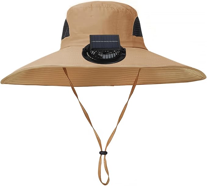 Solar Powered Fan Hat Wide Brim Sun Hat with Solar Fan Sun Bucket Hats Men Women UPF50+ Fishing Beach Hats with Fans