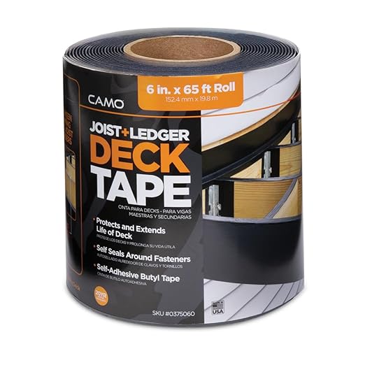 Camo Deck Joist and Ledger Tape, 6” x 65’, Butyl Flashing Tape 0375060