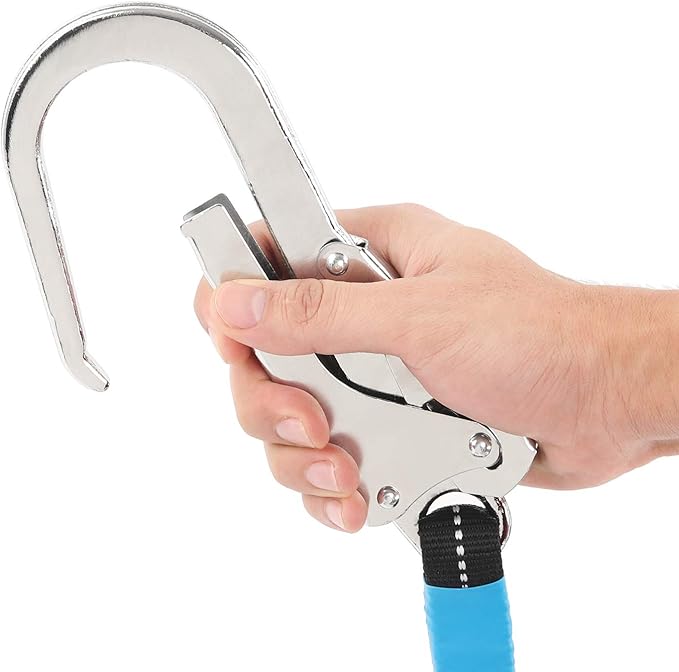 6ft Internal Shock Absorbing Safety Lanyard with Double Snap Hook Connectors, Fall Protection Equipment