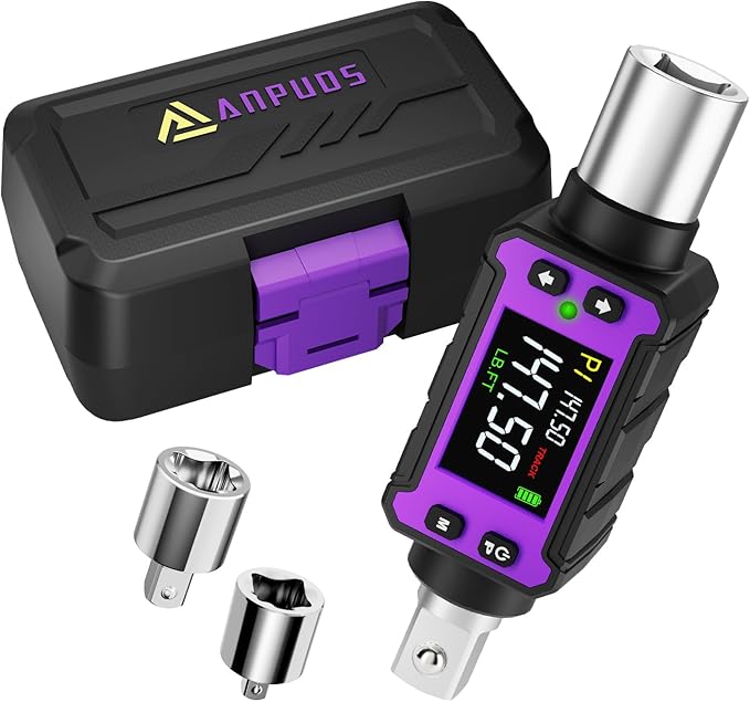 1/2" Digital Torque Adapter, 2.9-147.6 Ft.lb/4-200 Nm Digital Torque Wrench Converter Set, Torque Adapters with ±2% Accuracy, Buzzer & LED Flash Alerts for Motorcycle Car Repair