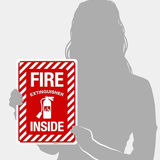 Fire Extinguisher Inside Sign, Fire Safety Sign, 10x14 Inches, 55 mil Thick HDPS (high Density polystyrene), Made in USA