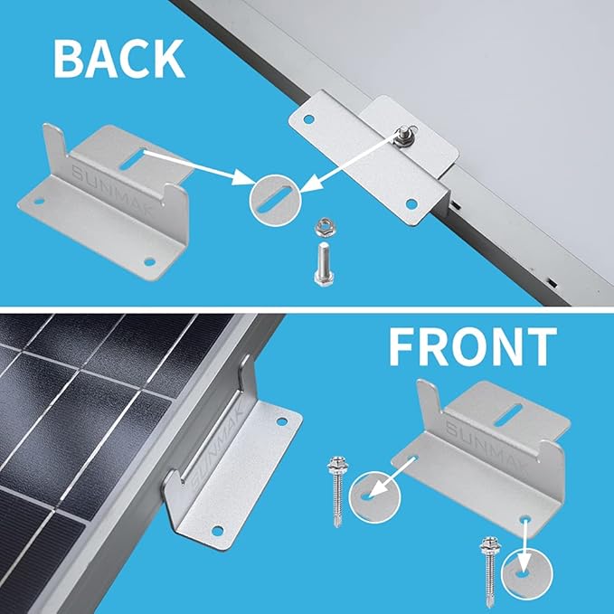 4 Units per Set Solar Panel Mounting Z Brackets, Solar Panel Mounting Brackets Lightweight Aluminum Corrosion-Free for RVs, Trailers, Boats, Yachts, Wall and Other Off Gird Roof