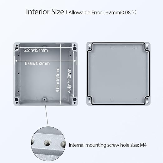 LeMotech Junction Box, Aluminum Alloy Metal Electrical Box, IP67 Waterproof Dustproof Project Box, Outdoor Universal Enclosure, Grey 6.3x6.3x2.7in (160x160x70mm)
