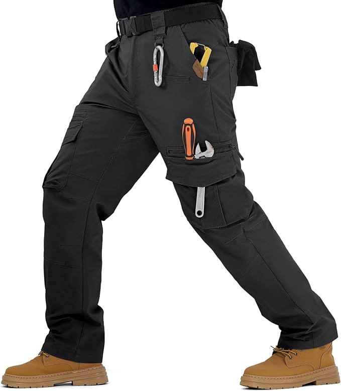 IGOLUMON Men's Ripstop Tactical Pants Breathable Stretch Cargo Pants Outdoor Lightweight EDC Work Hiking Pants Zipper Pockets
