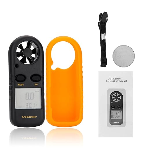 Anemometer Handheld, Light Weight Digital Wind Speed Meter, Wind Speed Temperature Gauge with Digital LCD Display for Kite Flying, Meteorology, Fishing, Surfing