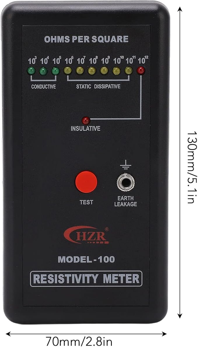 Digital Static Electricity Tester - Precise Measuring Instrument Electrostatic Analyzer Self Calibration Resistivity Tester