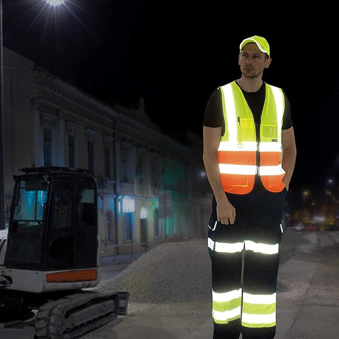 A-SAFETY 7 Pockets Hi Viz Zipper Front Working Safety Vest with Reflective Strips, Multiple Colors Available, Pink 4XL-5XL