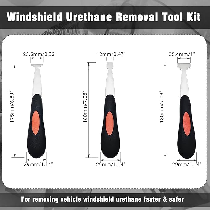 Windshield Urethane Scraper Tool Kit, Car Glass Bottom Glue Remover Tools, Windshield Removal Tool Set for Removing Glass Residues