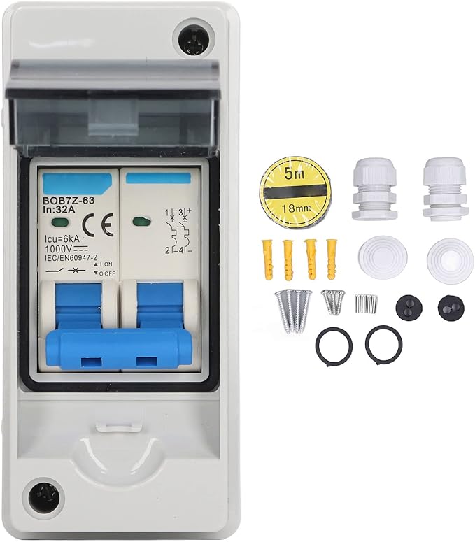 32A PV DC Disconnect Switch 1000V Solar Load Switching Air Switch Miniature Circuit Breaker with IP65 Distribution Box for Solar PV Power System