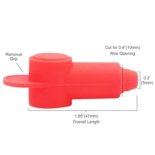 Recoil 10 Pack Silicone Terminal Covers for Alternator Battery Stud and Power Junction Blocks, Fits 10-2 AWG Wire, 5 Red and 5 Black Pairs