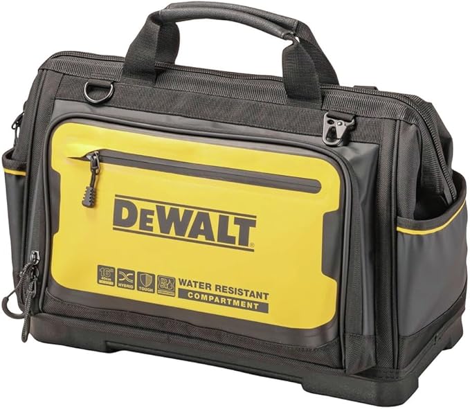 DEWALT Tool Bag, Water Resistant, Hard Bottom, 16-inch, Professional Tool Tote (DWST560103)