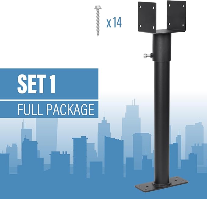 1 Pack 304 Stainless Steel 3.6" Heavy Duty Saddle Roof Riser for Patio Pergolas, 18-1/4" High (Black)