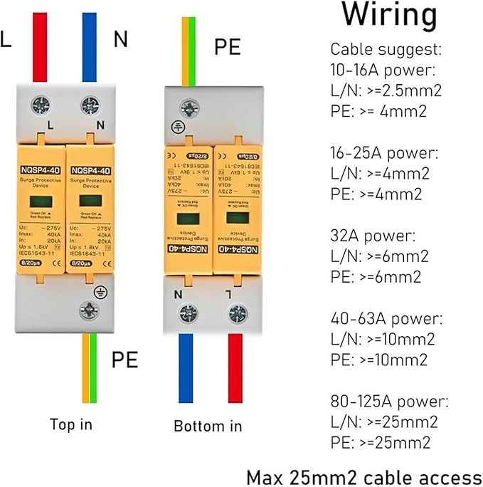 Surge Arrester Protective Lightning Protector AC SPD Surge Protector 275V 385V 10KA 20KA 30KA 40KA 50KA 60KA 2Poles Lightning Protection T2 Class TT TNS TNC Power Use