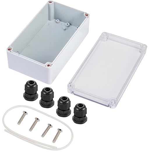 Universal Outdoor Junction Box ABS Plastic Dustproof Waterproof IP65 Universal Electrical Boxes Project Enclosure Grey with Transparent Clear Cover 6.2 x 3.5 x 2.4 inch (158 x 90 x 60mm)