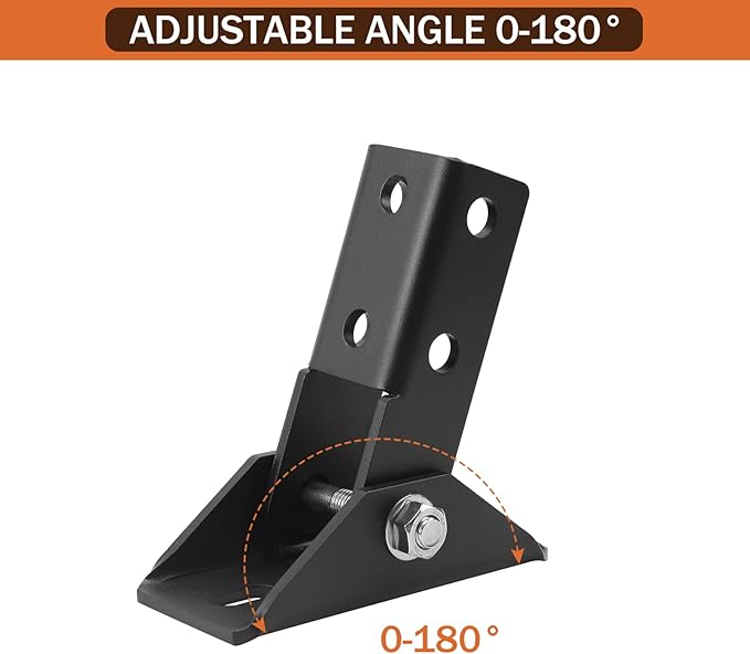 2 Pcs Adjustable Brace Fitting,180 Degree Turn Joint Connector Bracket,Solar Panel Bracket, Fits for 1-5/8" Post Channel，0.2" Thick