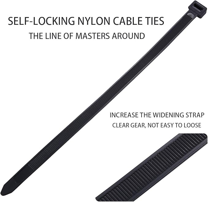 60 Piece Multi-Purpose Ultra Heavy Duty UV Cable Ties,11.8 Inch Width 0.51 Inch, 250 lbs Tensile Strength,Non-metal bands,Black
