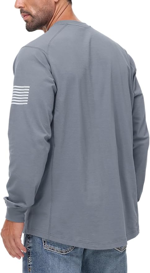 FR Shirts for Men 5.5OZ Lightweight Stretch Patriot Baseball T-Shirt Work Shirt