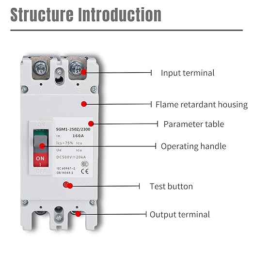 SGM1-250Z/2300 DC Circuit Breaker,500V 160A 2P DC Circuit Breaker, Thermosetting Plastic Moulded Case Circuits Breakers Solar Energy Switch