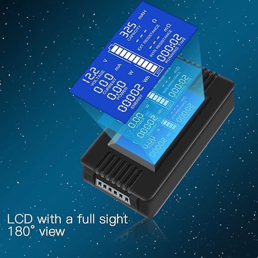 DC Multifunction Battery Monitor Meter,0-200V,0-100A (Widely Applied to 12V/24V/48V RV/Car Battery) LCD Display Digital Current Voltage Solar Power Meter Multimeter Ammeter Voltmeter