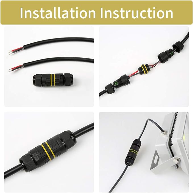 IP68 Outdoor Waterproof Junction Box Electrical Cable Connector, Easy to Install, UL,M16 for Ø 3.5-10mm Wire Range(AC 400V, 17.5A),2 Way 3Pin 5Pack