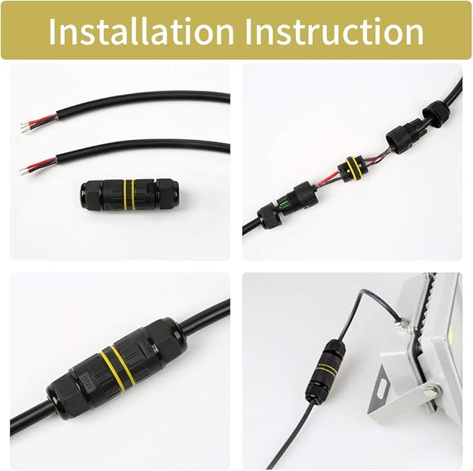 Junction Box Outdoor 2 Way Waterproof IP68 Electrical Cable Connector,M16 Wire Range(3.5-10mm),Suitable for Repair and Extend Power Cables,UL(5 Pack)