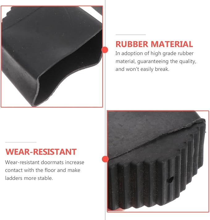 VICASKY 2-Pack Universal 2x4cm Square Anti-Slip Rubber Feet, Protective Leg Caps for Folding & Step Ladders, Non-Slip Floors Guards for Stabilizer Bars & Household Use (Black)