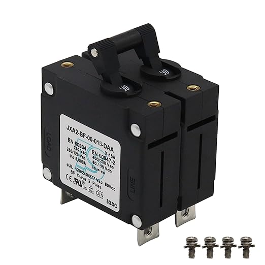 Double Pole 15 Amp AC/DC Toggle Magnetic Circuit Breaker 15A