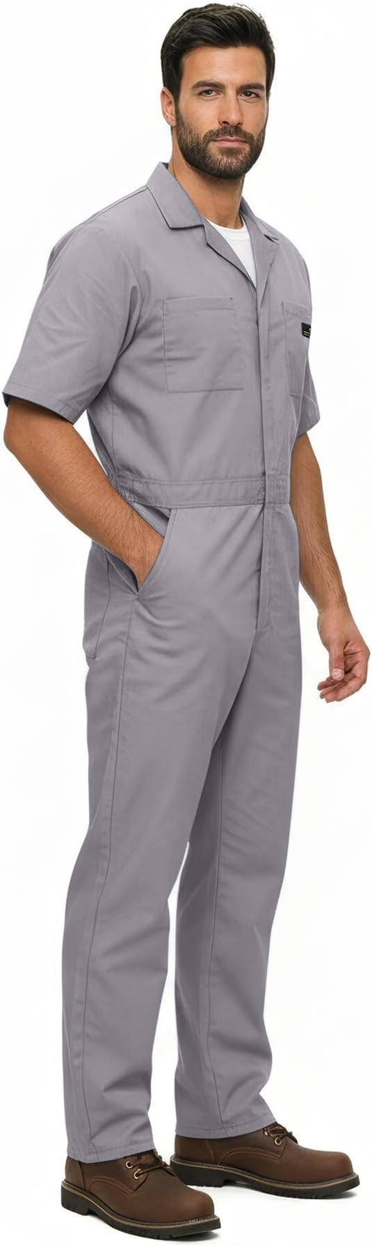 Natural Uniforms Mens Short Sleeve Zip Up Coverall, Stain and Wrinkle Resistant (Grey, 3X-Large)