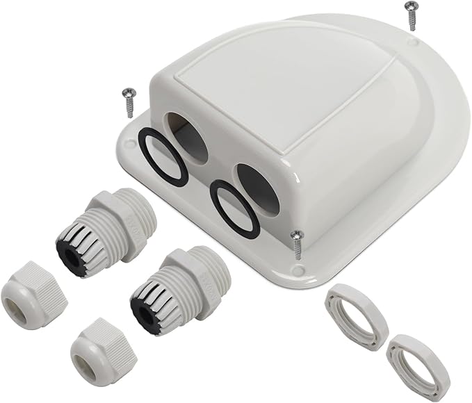 Haoguo ABS Solar Double Cable Entry Gland for All Cable Types 2mm² to 6mm² for Solar Panels on RV Camper Van Travel Trailer Boat Cabin-Grey