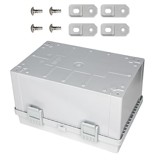 Waterproof Outdoor Junction Box ABS Plastic Electrical Box Wall Brackets Hinged Cover Electric Boximpact-Resistant for Garden, Garage, Solar, and Marine Applications (11.8"x7.8"x6.6")