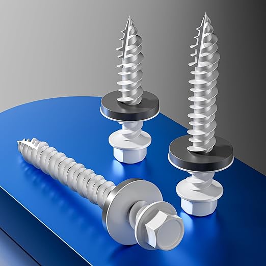# 3/16 * 1 "98PCS 1lbs White Hexagonal Metal Sheet roof Screws, # 10 * 1 with EPDM Washer and Hexagonal self Tapping, Used for Metal to Wood and Corrugated Roofs. 5 * 25mm