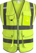 XIAKE 9 Pockets Class 2 High Visibility Reflective Safety Vest for Men Women,Meets ANSI/ISEA Standard