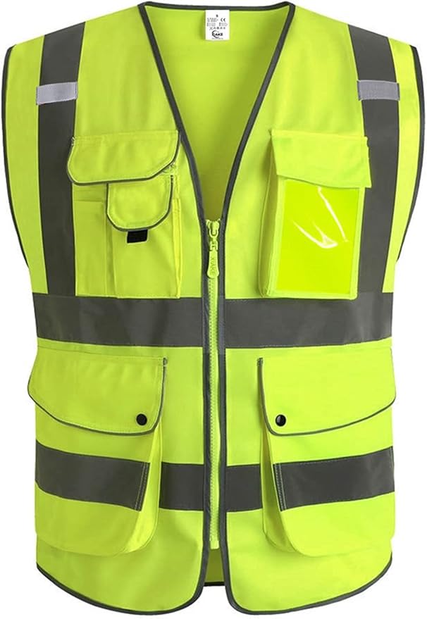 XIAKE 9 Pockets Class 2 High Visibility Reflective Safety Vest for Men Women,Meets ANSI/ISEA Standard