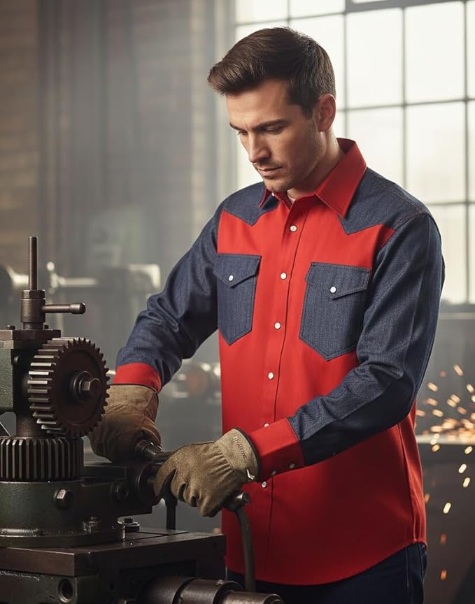 Just In Trend │Flame Resistant FR Shirt - 88/12 - Western Style - Two Tone