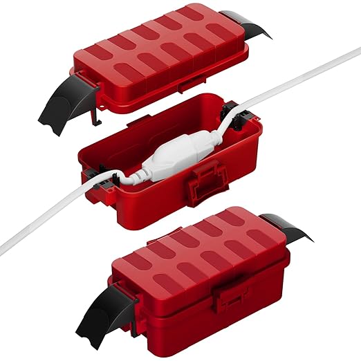 Flemoon [2 Pack] IP55 Small Outdoor Electrical Box Waterproof (Inner 5.9 x 3.2 x 1.8inch), Extension Cord Cover with Detachable Awning Covers for Plug, Outlet, Holiday Lights, Red