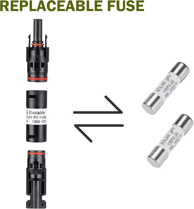 HQST 30A Solar PV Fuse Holder in-Line Waterproof PV Fuse Connector for Solar Panel and Solar Controller