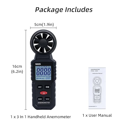 Mcbazel 3 in 1 Handheld Digital Anemometer Wind Meter, High Precision Wind Speed Measuring, Digital Wind Speed Meter with Backlight for HVAC, Sailing, Fishing, and Indoor Outdoor Use