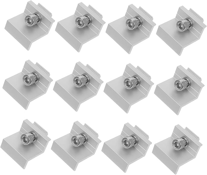 12pcs Solar Panel Mid Clamps Bracket Clips for Photovoltaic Systems Easy Installation Solar Panel Holder for Outdoor Use Stable and Support