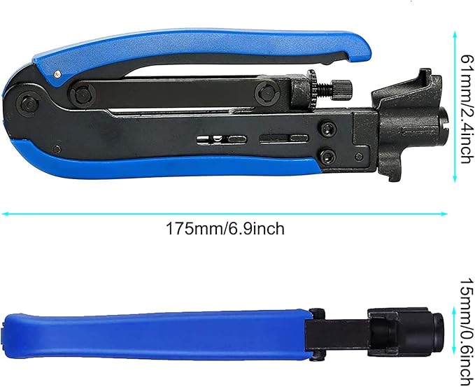Adjustable RG6 RG11 Coax Cable Crimper Kit - RG6 & RG11 Compression Tool, Stripper